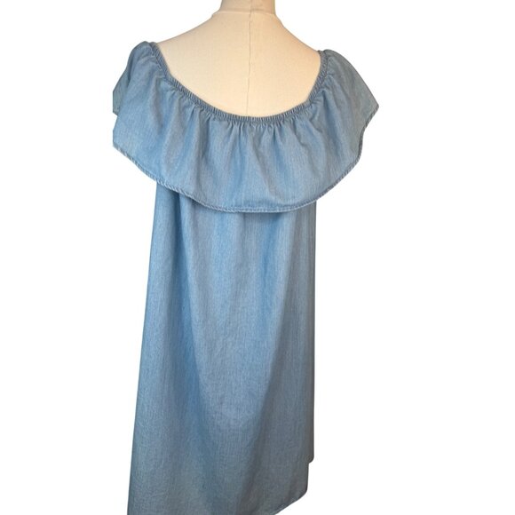 2/$30 Vero Moda Chambray Frill Dress XL 100% Cotton Light Blue - Picture 5 of 12